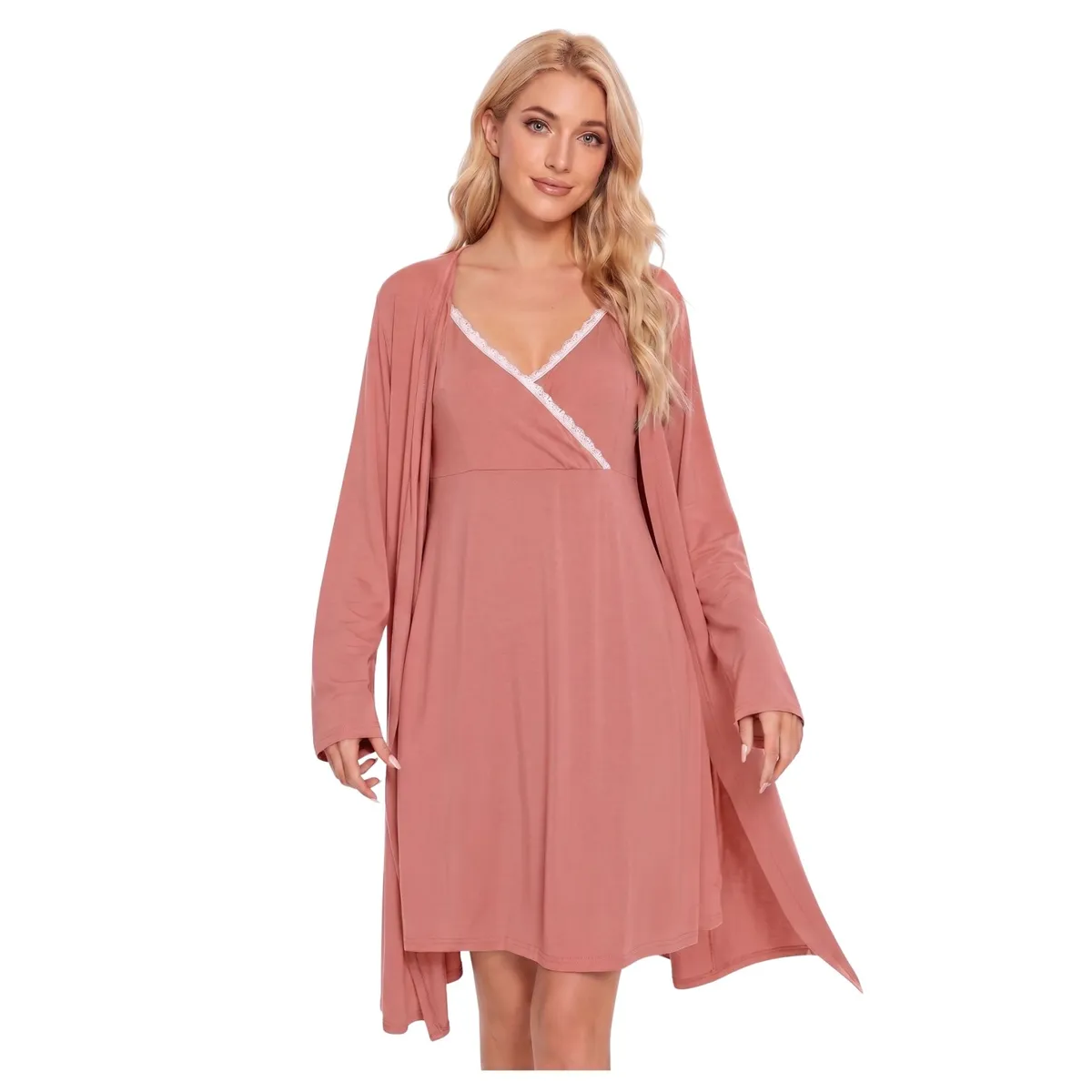 LOOK SHOP - Conjunto Camisa Dormir Más Bata Mujer.  Calidad Premium 263