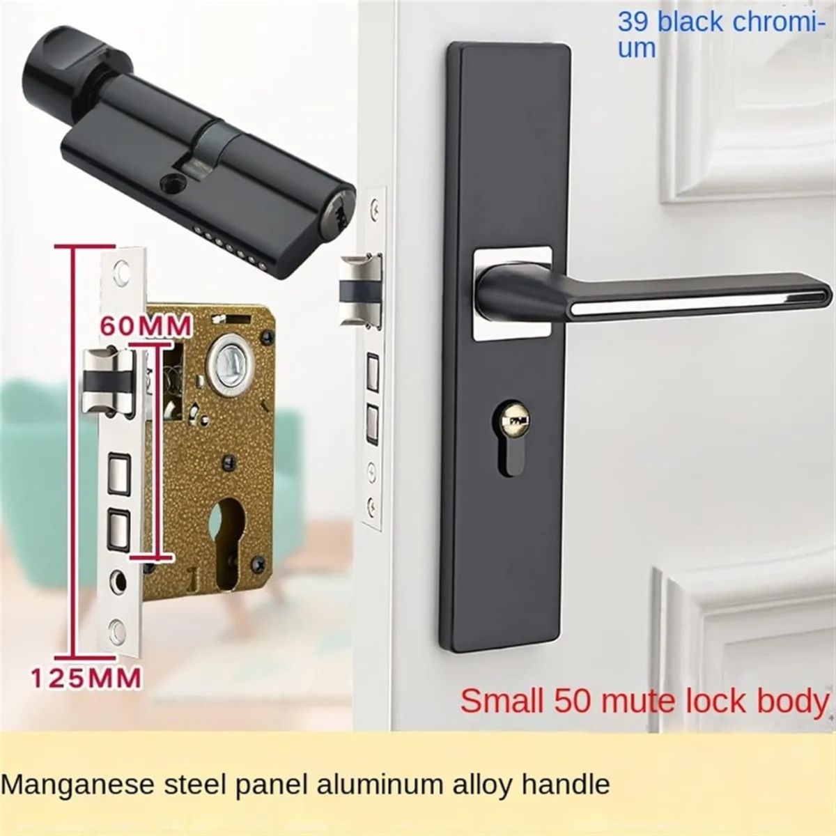 MUNDO MAGIA - Cerradura Chapa Manija Para Puerta Silenciosa Color Negra