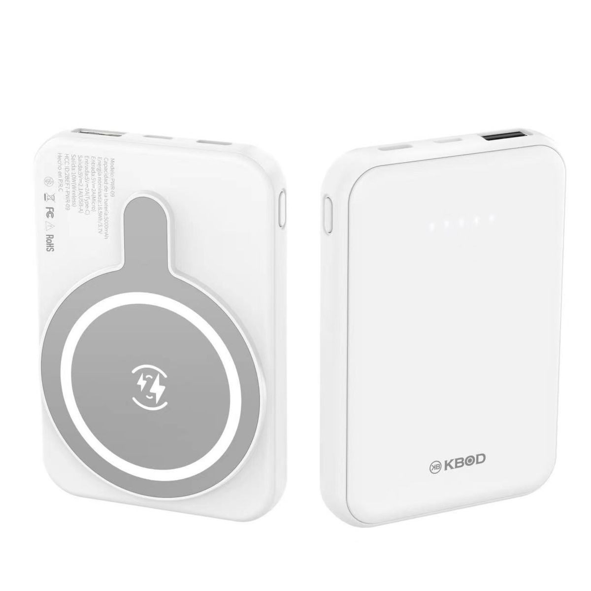 KBOD - Batería Inalámbrica Power Bank Magnetica 5000 mAh Kbod PW09 Blanco