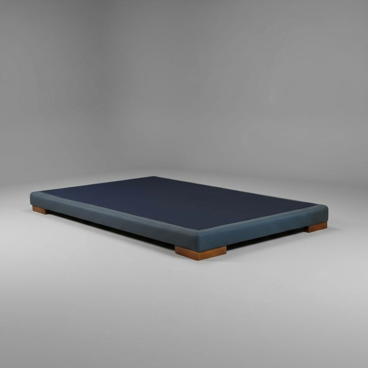 BLOCCARE - Base de Cama 1 Plaza Box 13 cm L190 (Gris)- Con Patas de Madera 4.5 cm (Sin Refuerzo)