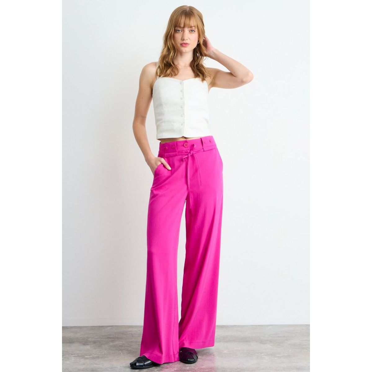 IO - Pantalon Liso Mujer Fucsia Io