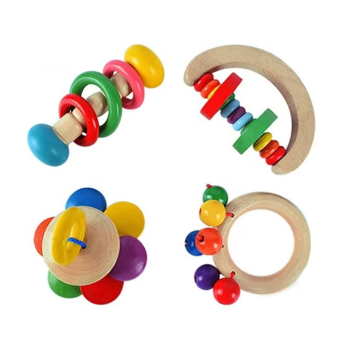 GENERICO - SET DE 4 SONAJEROS DE MADERA