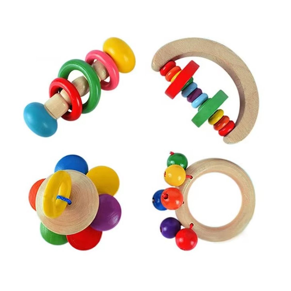 GENERICO - SET DE 4 SONAJEROS DE MADERA