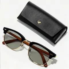 POLASUP - Gafas de sol clásicas elegantes media montura de metal UV400 Adecuado para viajes y correr