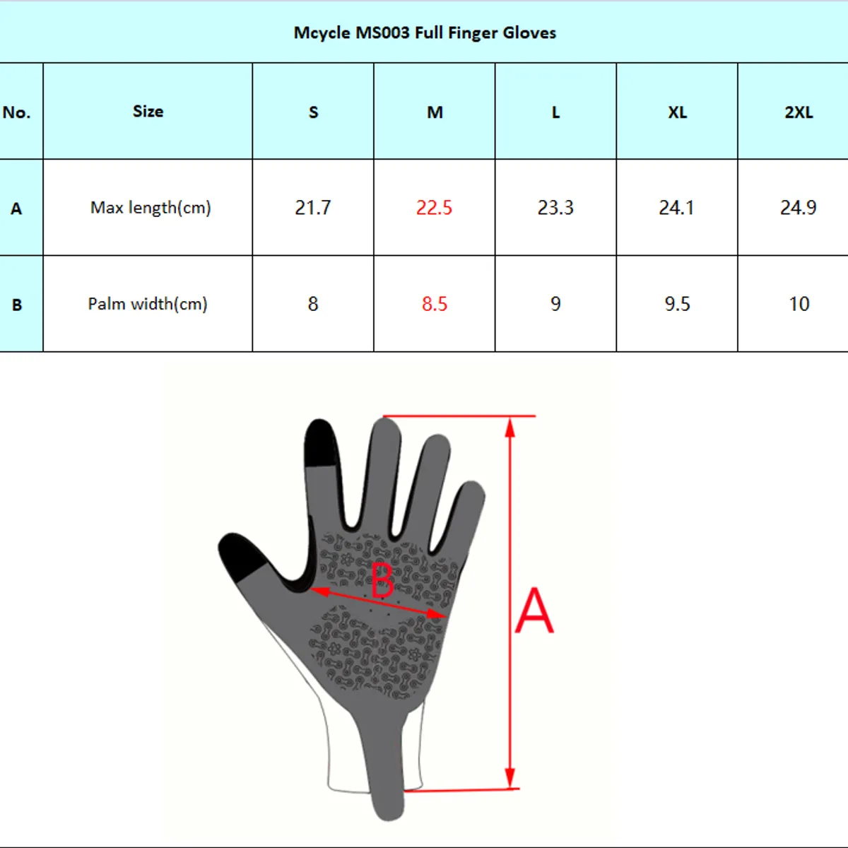 MCYCLE - GUANTE LARGO MS003 LONG FINGER M