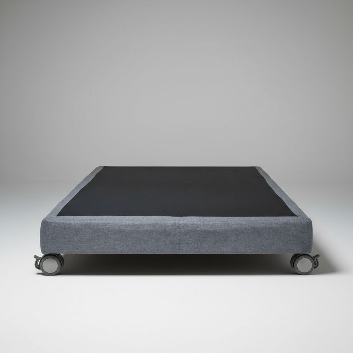 BLOCCARE - Base de Cama 1 Plaza Box 13 cm L200 (Gris)- Con Ruedas Logo (Sin Refuerzo)