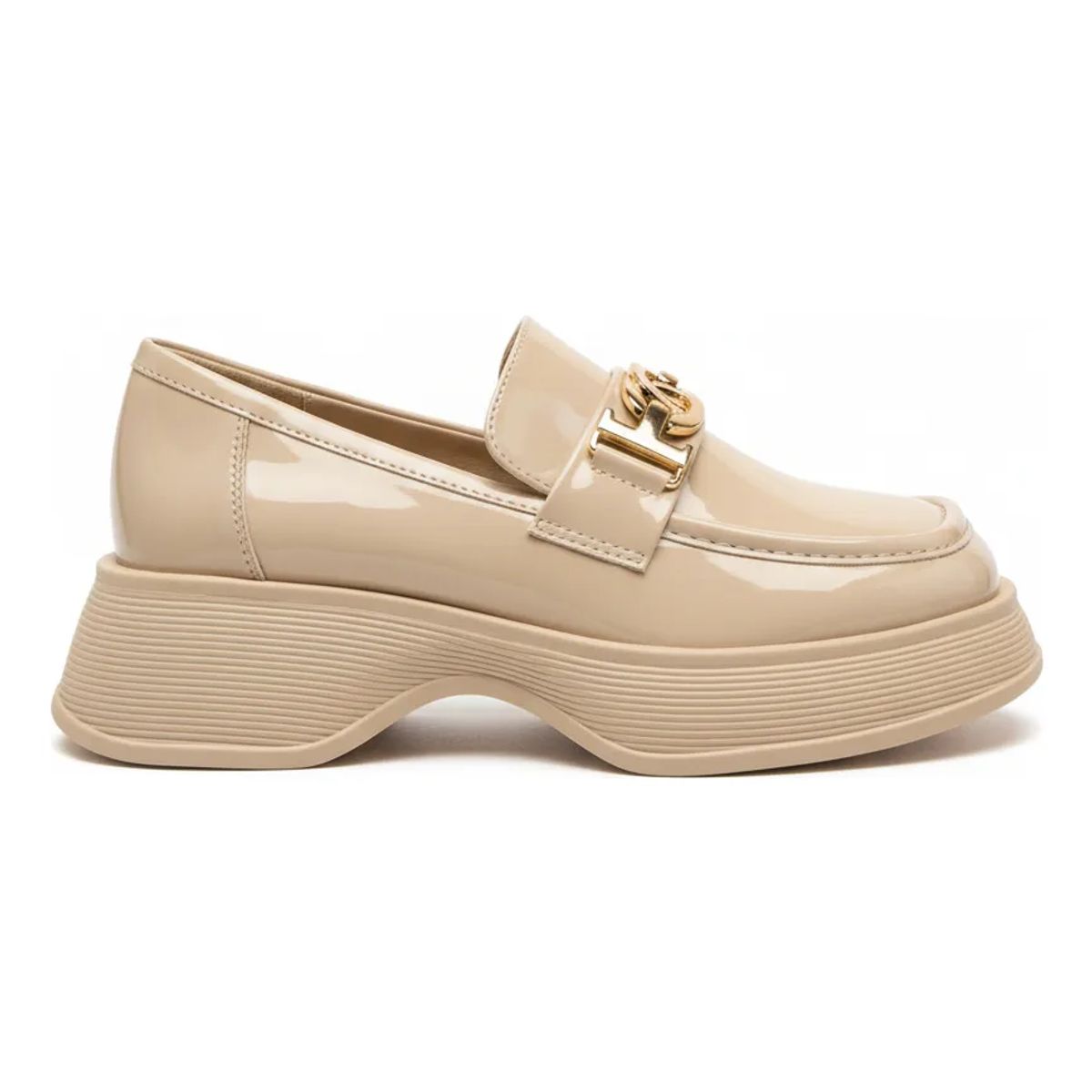 BOVINITA - Zapato Mocasin Mujer Beige Plataforma Chunky Casual