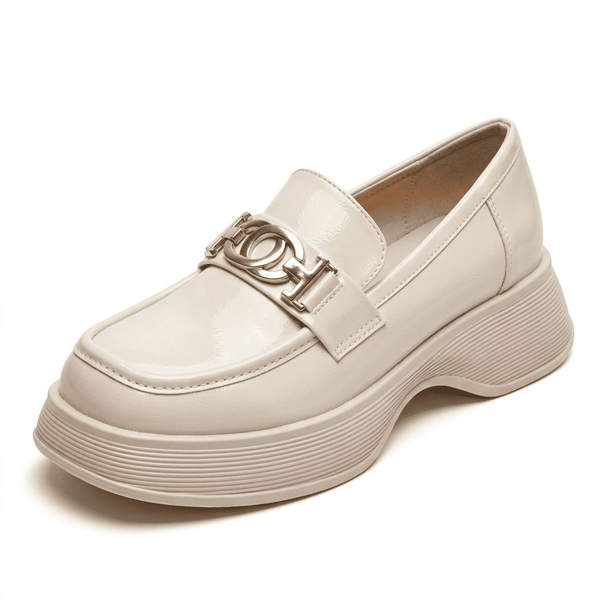 BOVINITA - Zapato Mocasin Mujer Beige Plataforma Chunky Casual