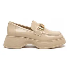 BOVINITA - Zapato Mocasin Mujer Beige Plataforma Chunky Casual