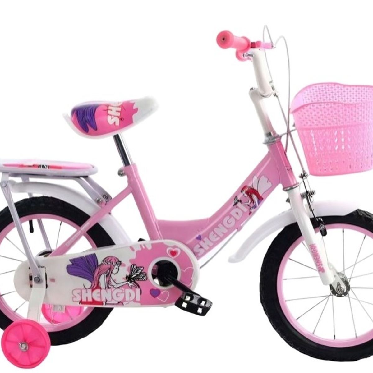 GENERICO - Set x2 Bicicleta Infantil Aro 14 con Canastilla - Niña