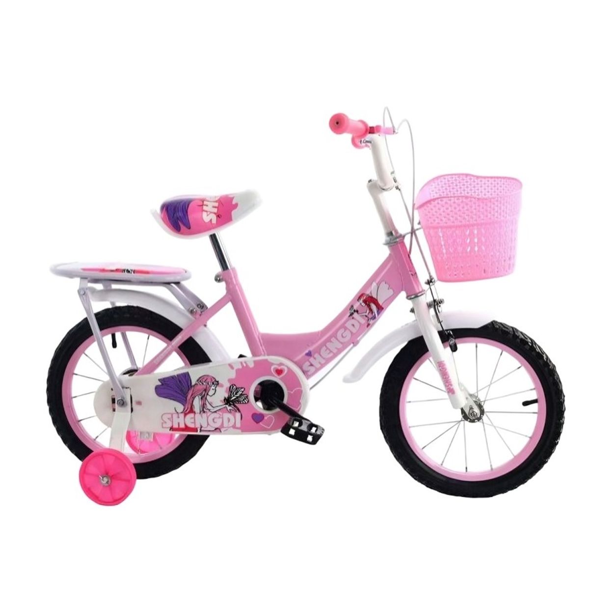 GENERICO - Set x2 Bicicleta Infantil Aro 14 con Canastilla - Niña