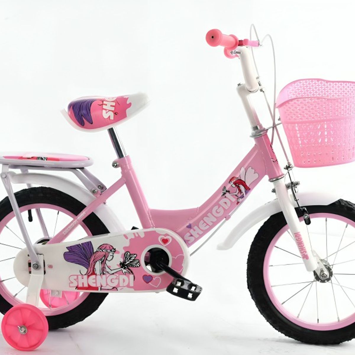 GENERICO - Set x2 Bicicleta Infantil Aro 14 con Canastilla - Niña