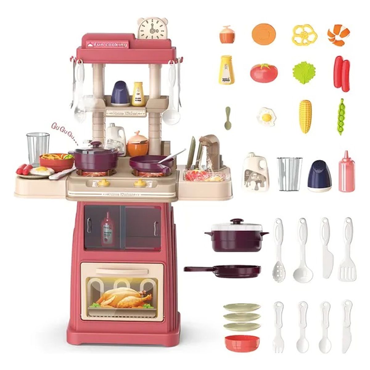 GENERICO - Cocina De Juguete 42 Accesorios Estilo Moderno Rosada