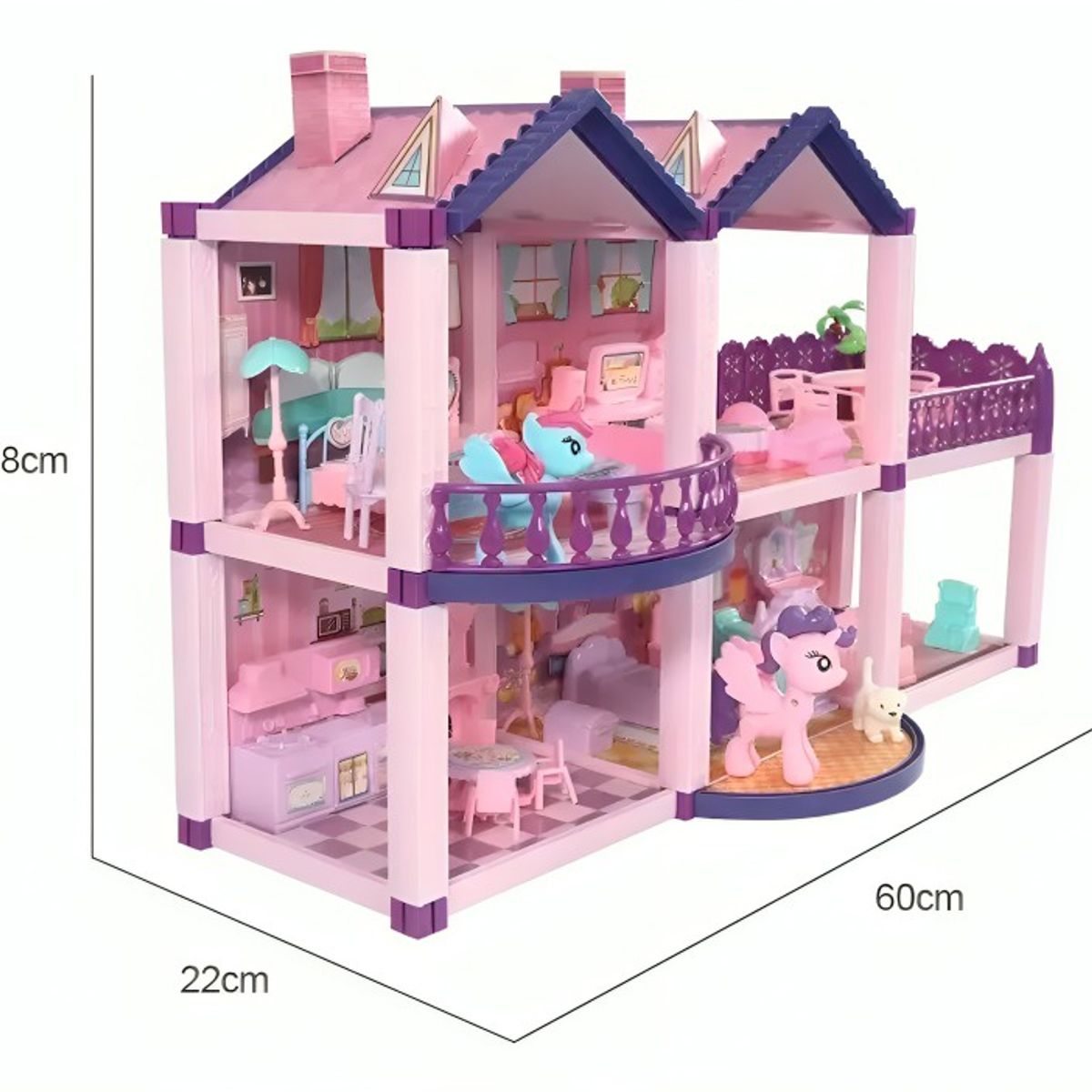 GENERICO - Casa de Muñecas Infantil con Muebles y Animales