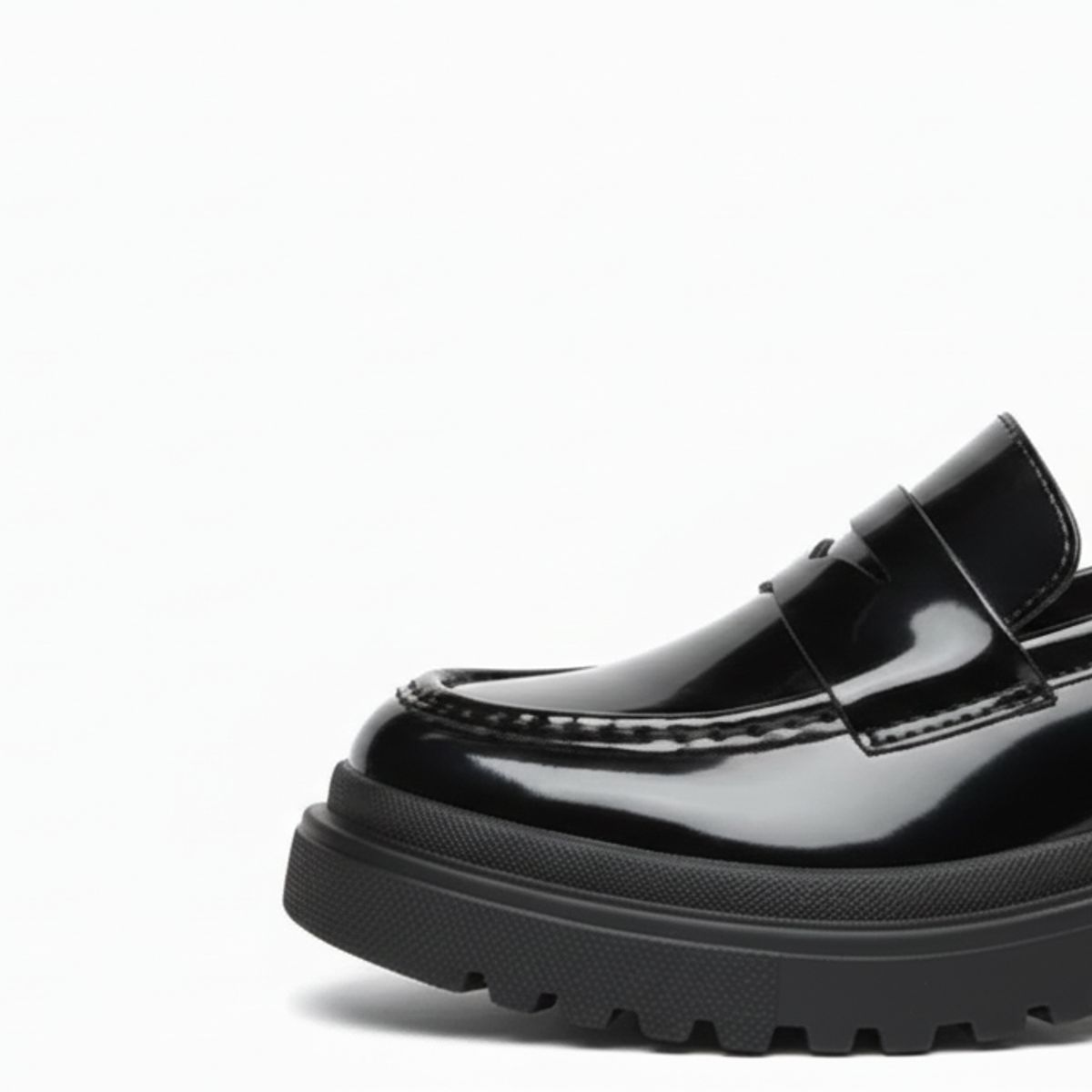 BOVINITA - Mocasines Mujer Plataforma Chunky Suela Track Negro