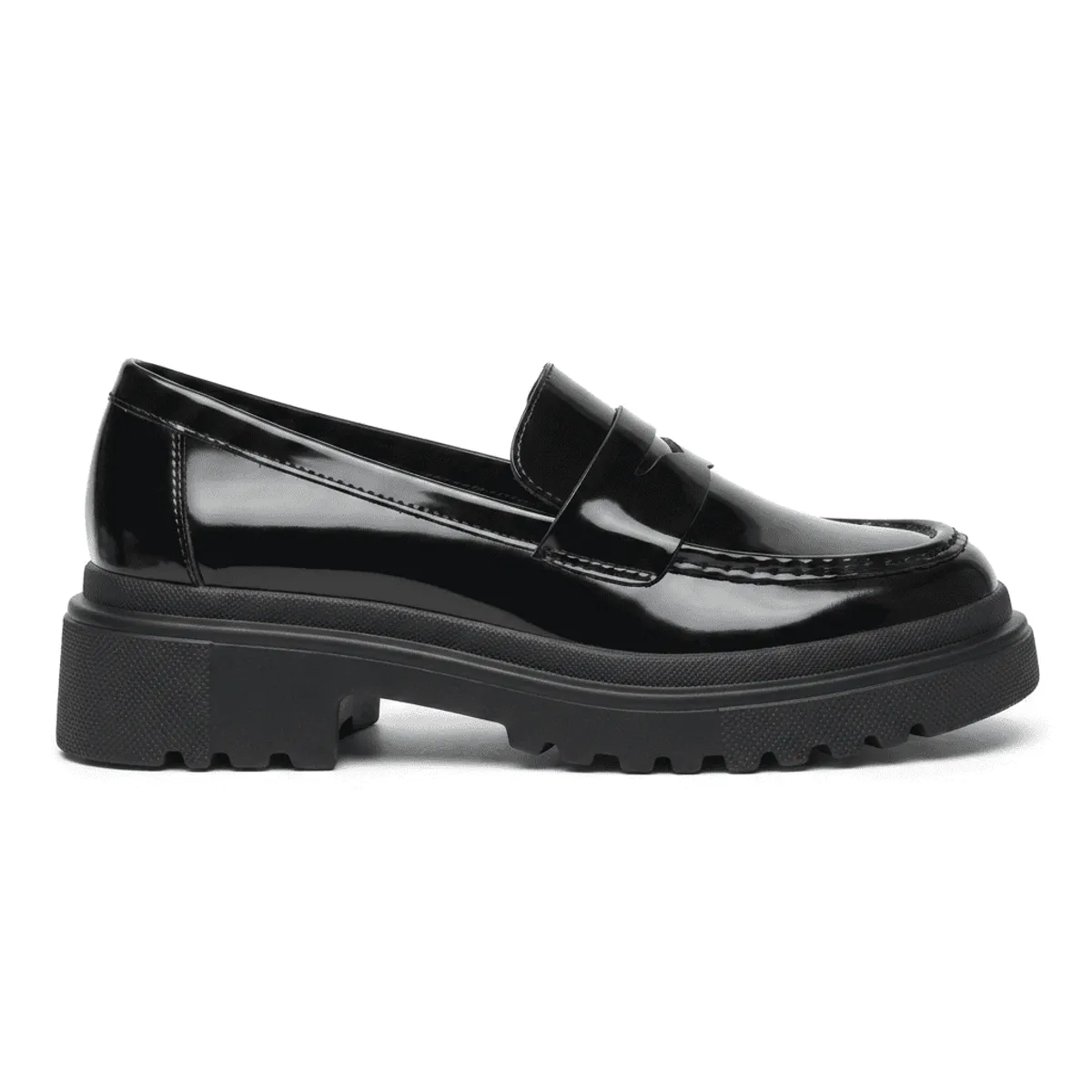 BOVINITA - Mocasines Mujer Plataforma Chunky Suela Track Negro