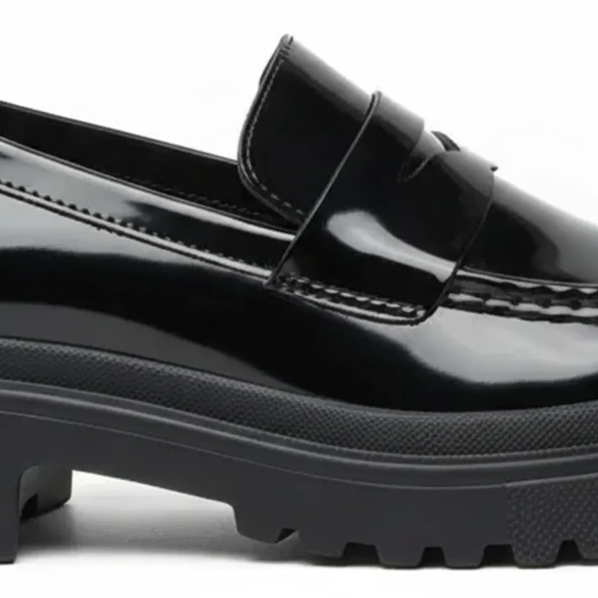 BOVINITA - Mocasines Mujer Plataforma Chunky Suela Track Negro