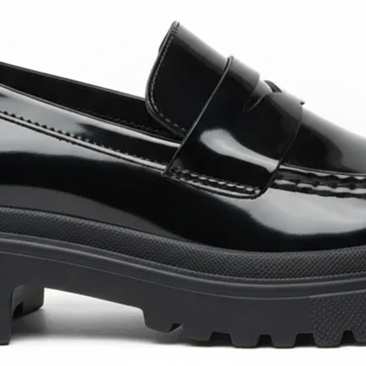 BOVINITA - Mocasines Mujer Plataforma Chunky Suela Track Negro