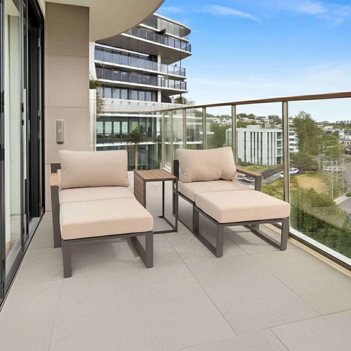 MODRA - Juego de Living Sadnes Beige Aluminio