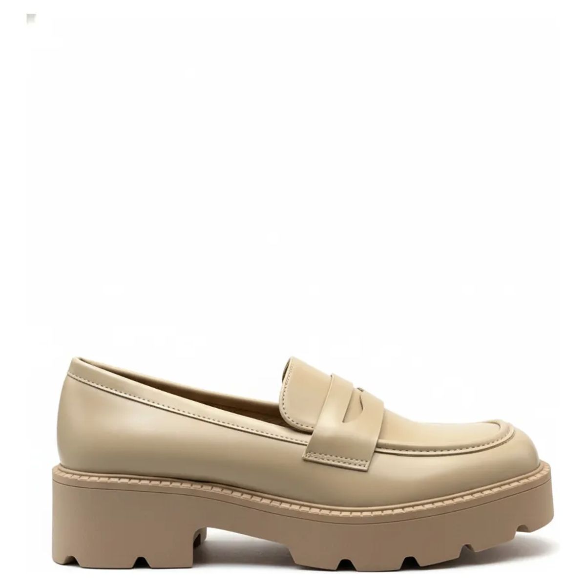 BOVINITA - Zapato Mujer Mocasín Plataforma Chunky Beige Casual Moda