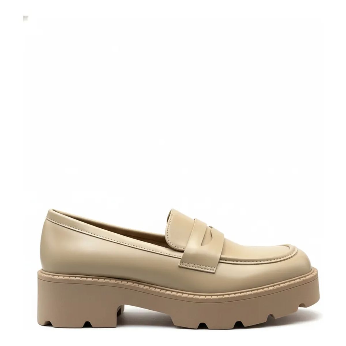 BOVINITA - Zapato Mujer Mocasín Plataforma Chunky Beige Casual Moda