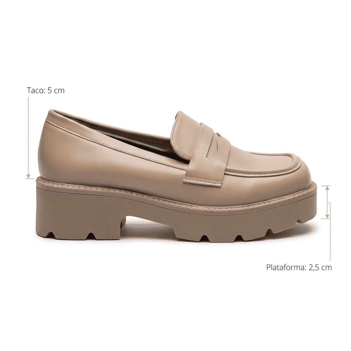 BOVINITA - Zapato Mujer Mocasín Plataforma Chunky Beige Casual Moda