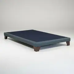 BLOCCARE - Base de Cama 1 Plaza Box 13 cm L190 (Gris)- Con Patas De Madera 11 cm (Con Refuerzo)