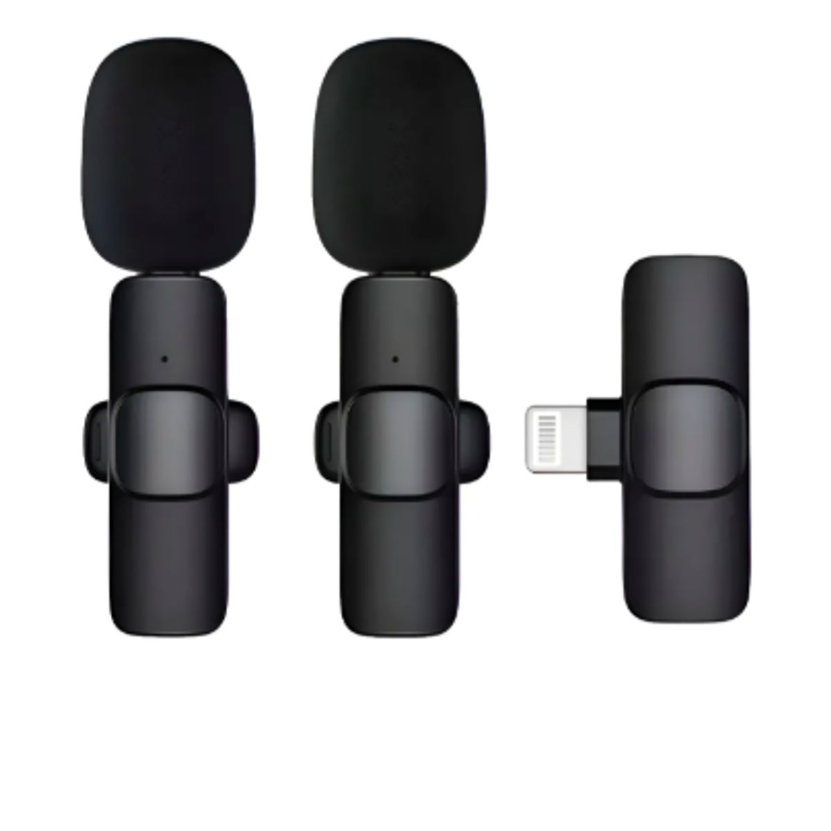 GENERICO - 2 Micrófonos Lavalier Inalámbricos Lightning Iphone Ipad K9 Negro