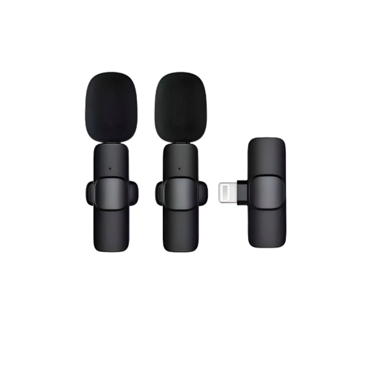 GENERICO - 2 Micrófonos Lavalier Inalámbricos Lightning Iphone Ipad K9 Negro
