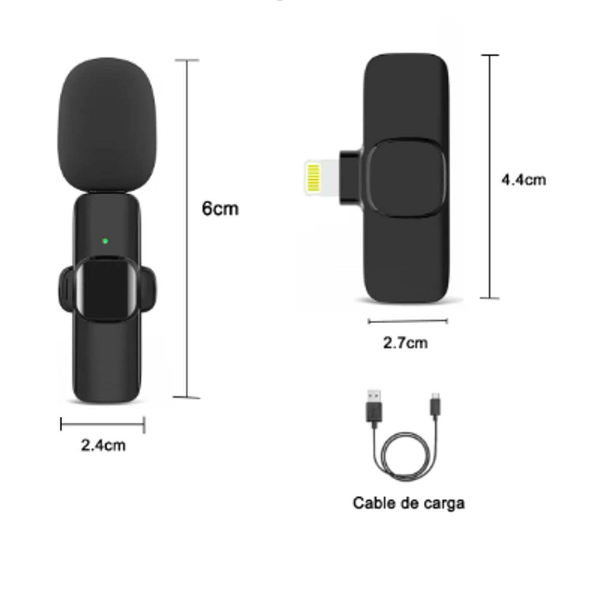 GENERICO - 2 Micrófonos Lavalier Inalámbricos Lightning Iphone Ipad K9 Negro