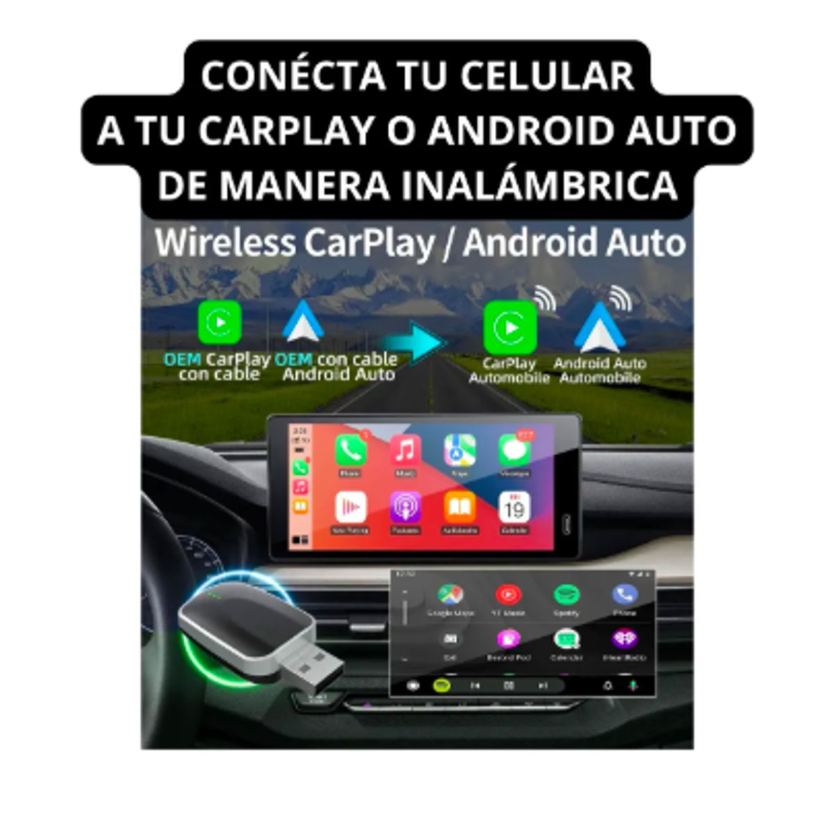GENERICO - Adaptador Inalámbrico Carplay Iphone Compatibilidad Universa