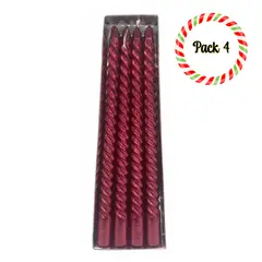 EKOL TACTICA MILITAR - Pack De 4 Velas Rojas Decoración Navidad 25cm Navidad 2025