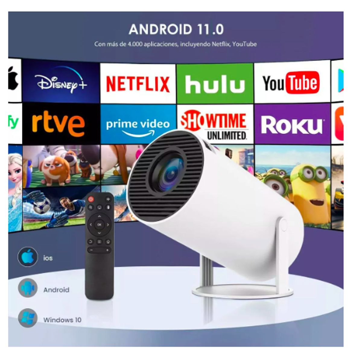 GENERICO - Proyector Portátil Mini Hy300pro Ultra Hd 4k Wifi Bluetooth