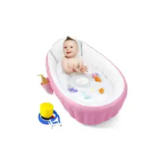 GENERICO - Bañera Inflable Para Bebe Inflable Portatil Tina Cinflador Rosa Unicolor