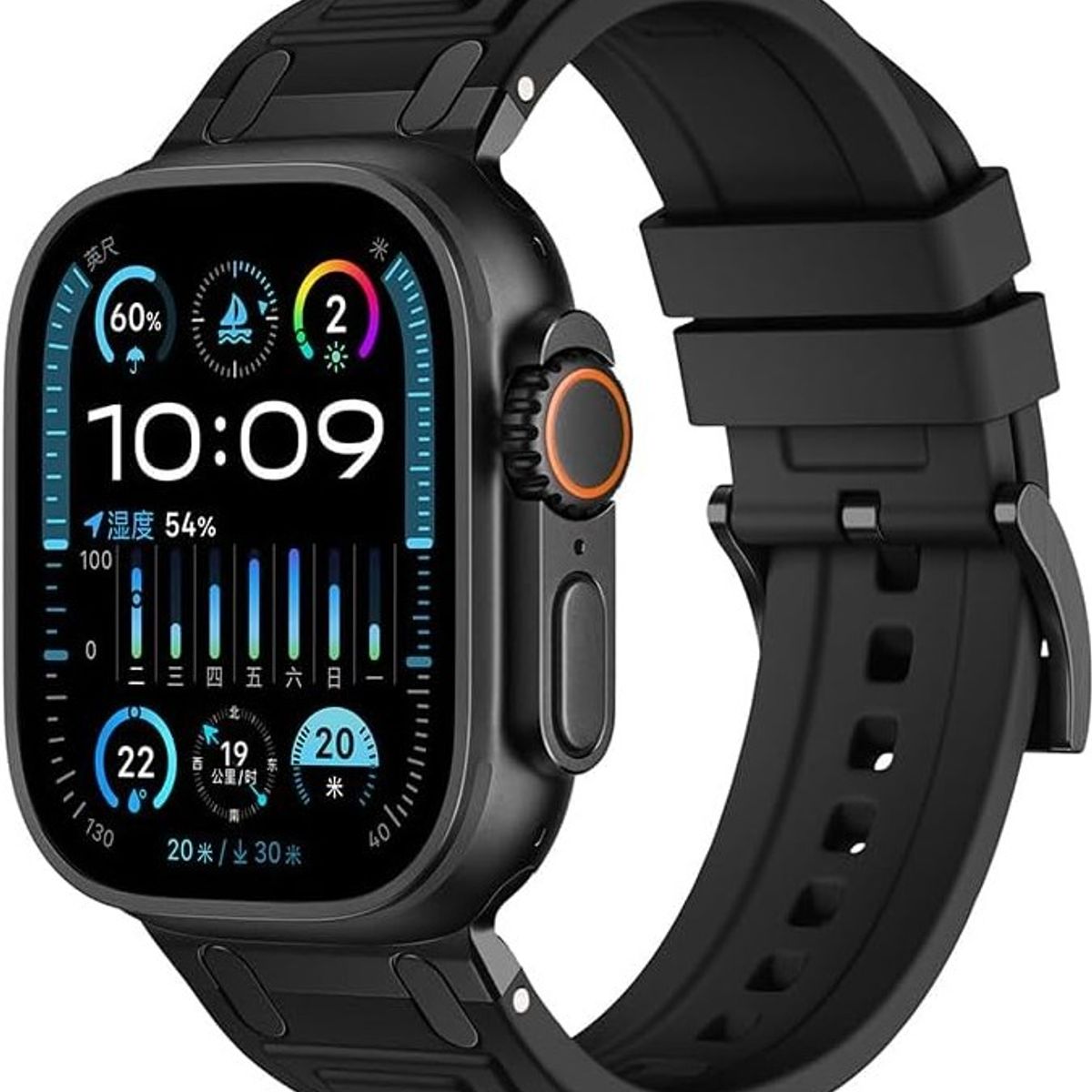 GENERICO - Correa Silicona Para Apple Watch 44 / 45 / 46 / 49mm Negro