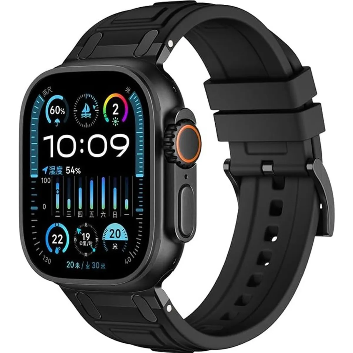 GENERICO - Correa Silicona Para Apple Watch 44 / 45 / 46 / 49mm Negro