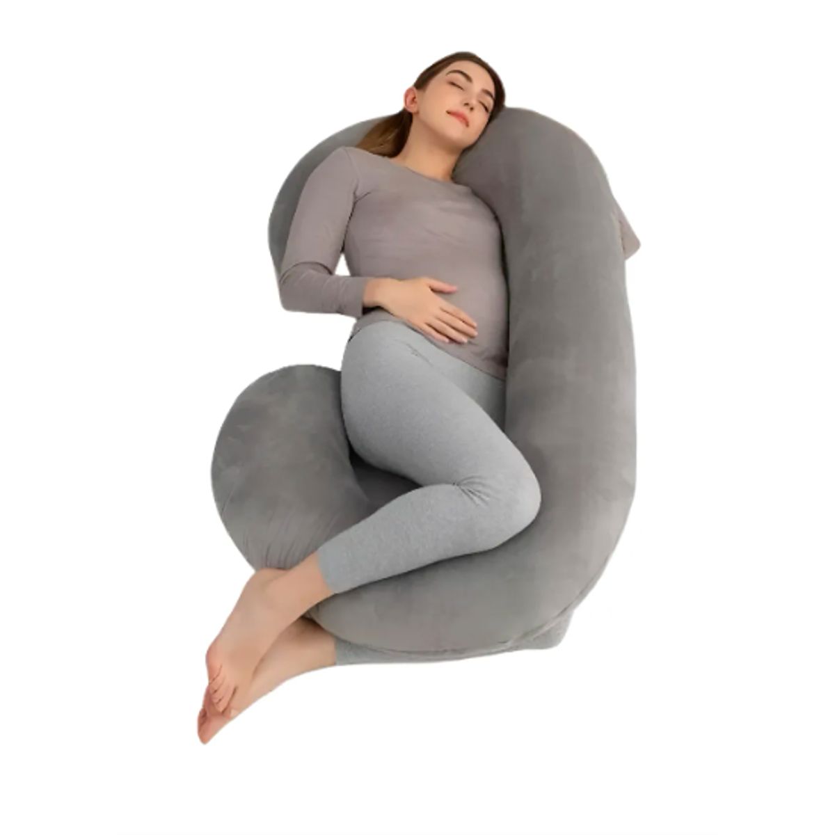 Cojin Almohada Maternal Con Funda Extra Suave Tipo C Gris Liso, marca GENERICO - Foto Principal