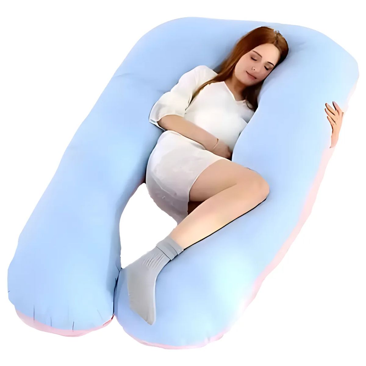 GENERICO - Almohada Embarazo Tipo U Rosa Poliéster Suave Y Ergonómica