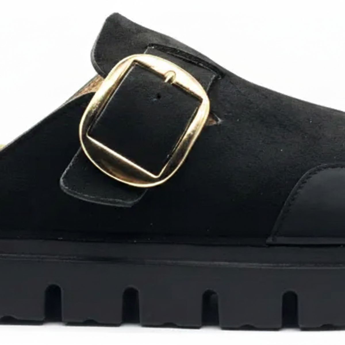 BOVINITA - Zueco Mule Mujer Sandalia Negro Hebilla Grande Plataforma