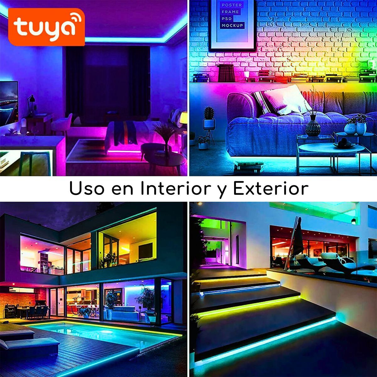 D MOTICA - Cinta Led Neon Wifi Inteligente Flexible 5mts RGB-IC y Blancos