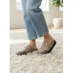 BOVINITA - Zueco Mule Mujer Sandalia Negro Hebilla Grande Plataforma