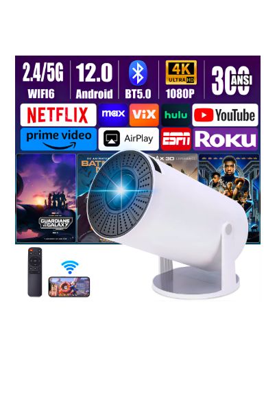 GENERICO Proyector mini Casa de los Deseos Smart TV proyector Portatil 9000lm blanco