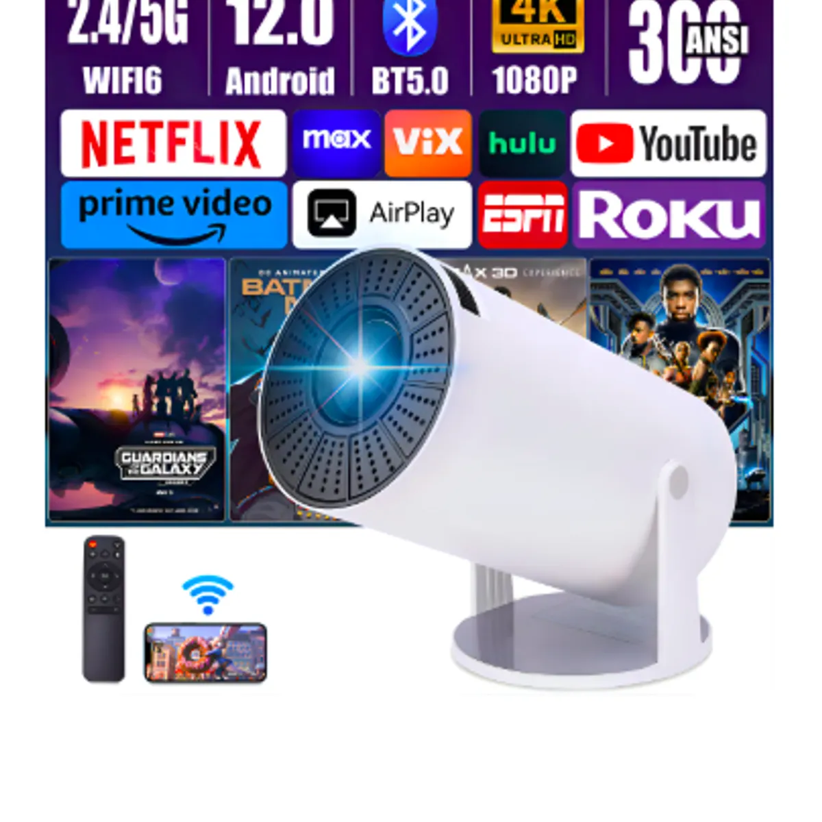 GENERICO - Proyector mini Casa de los Deseos Smart TV proyector Portatil 9000lm blanco