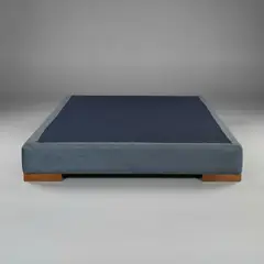 BLOCCARE - Base de Cama 1.5 Plaza Box 13 cm L190 (Gris)- Con Pata De Madera 4.5 cm (Sin Refuerzo)