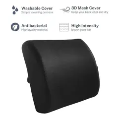 GENERICO - Cojin Con Memoria Ortopedico Lumbar Sillas Asiento Automovil Negro