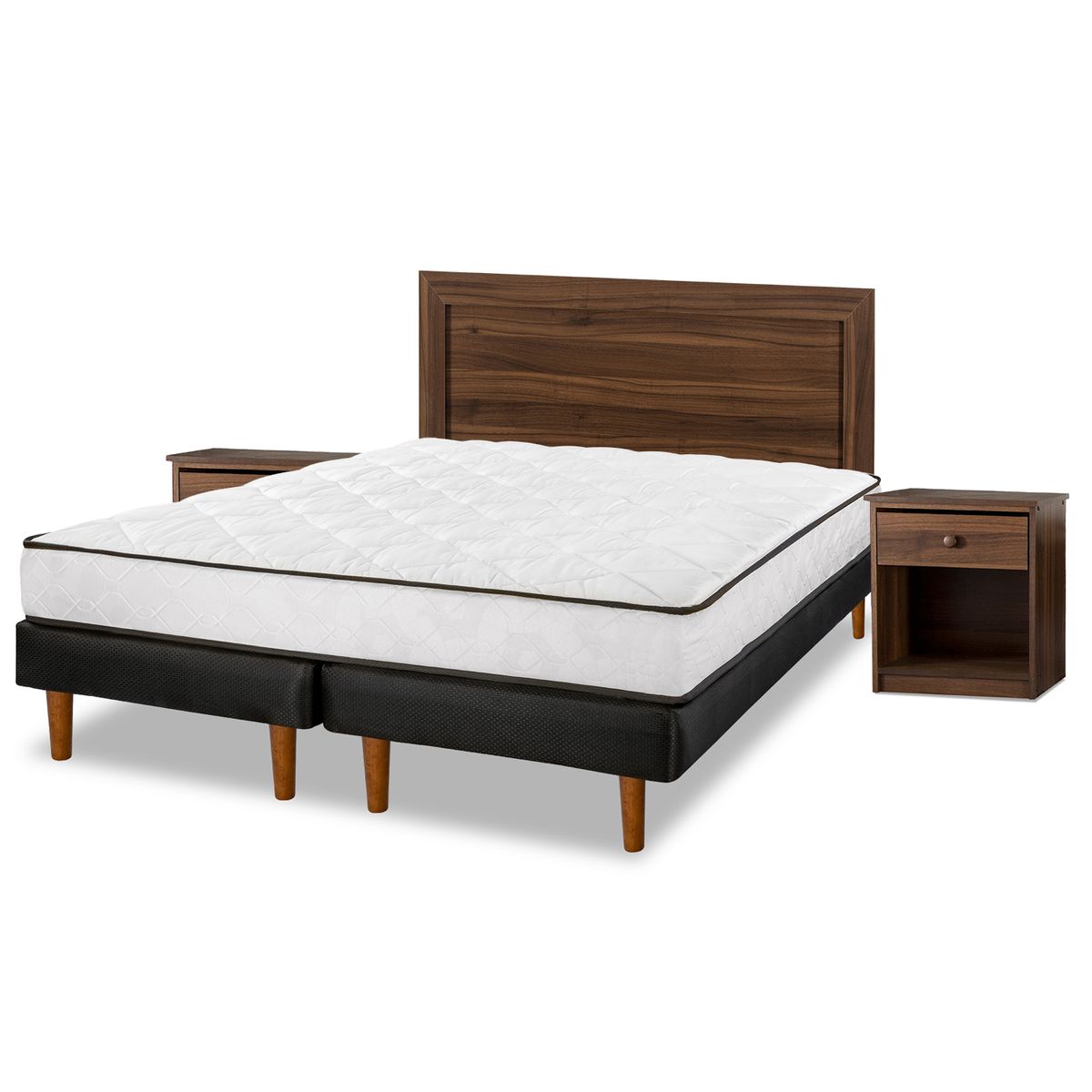 FLEX - Cama Europea New Simple 2 Plazas Base Dividida + Set Asturias