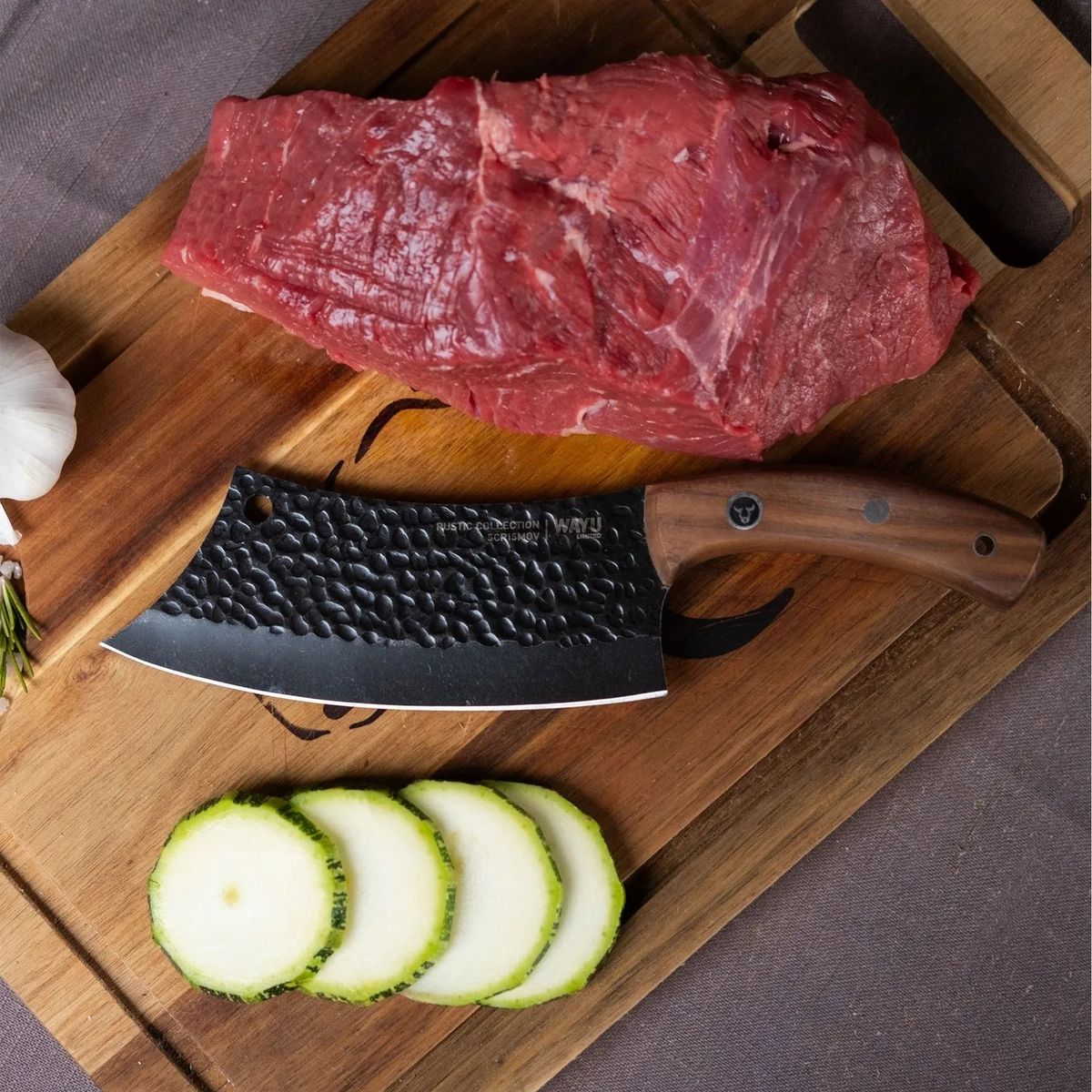 WAYU - CUCHILLO CHOPPER CON FUNDA RUSTIC COLECCTION WAYU