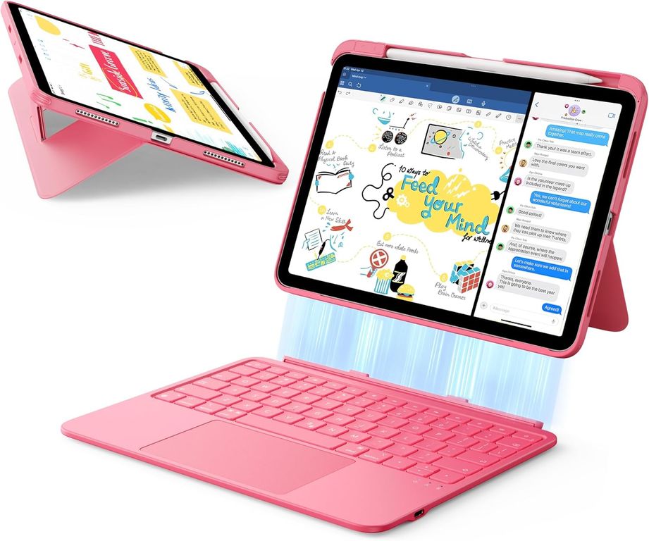 Teclado Flex Para iPad 11 / 10 Gen A16 Desmontable Rosa