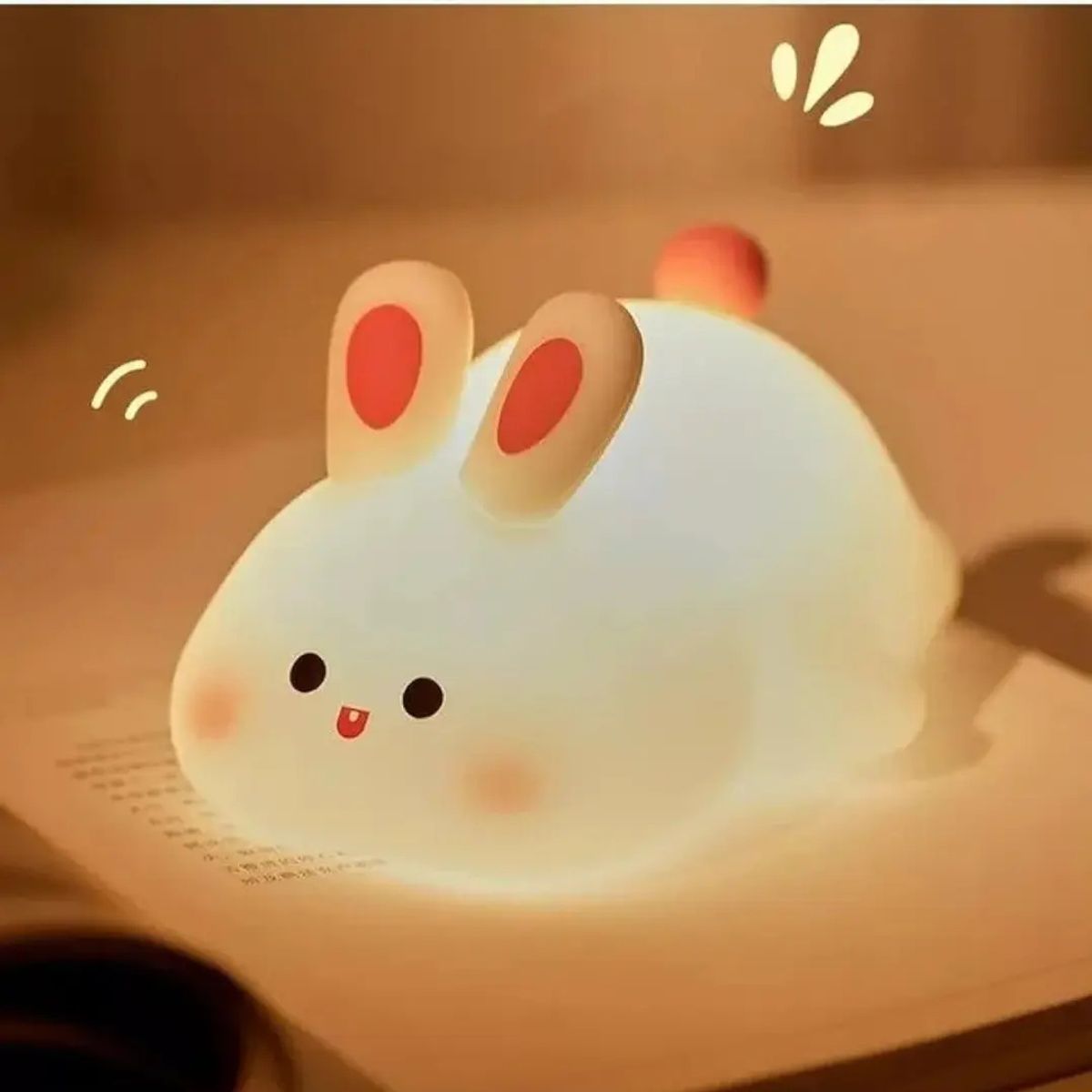 GENERICO - Lámpara de Noche Conejo Multicolor con Sensor Táctil
