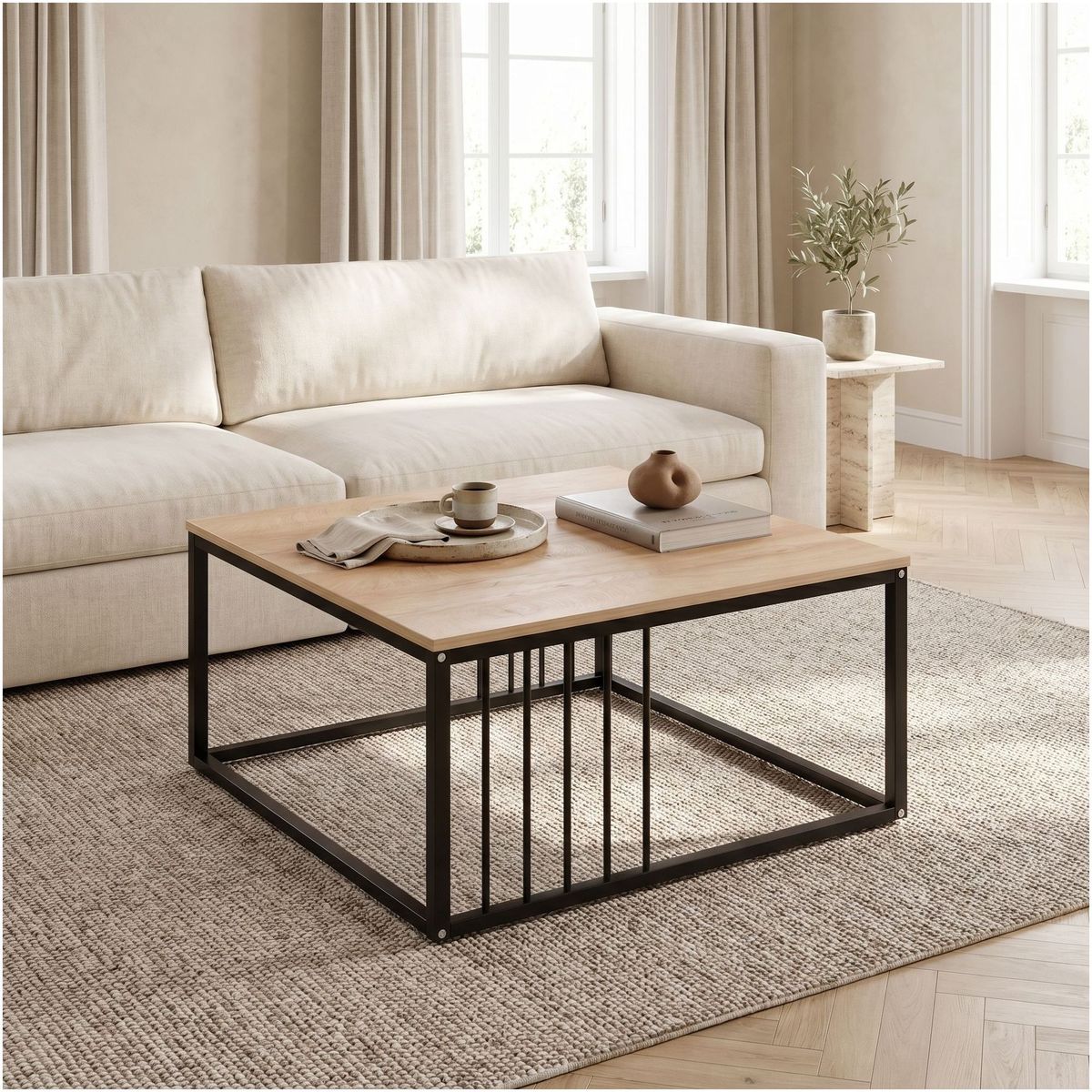 HOMER DESIGN - Mesa De Centro Minimalista Con Cubierta De Melamina 15 Mm